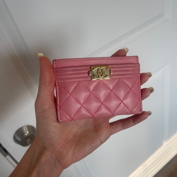 Chanel card holder pink wallet small leather good - Picture 7 of 7